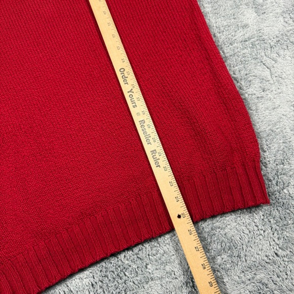 Vintage Polo Ralph Lauren Red Knit Crew Neck Sweater Blue Pony Size M Size M - Picture 6 of 6